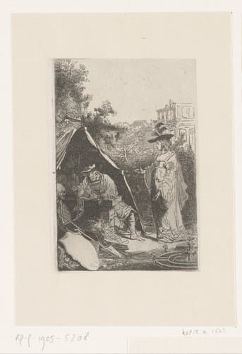 Jonge vrouw en oude man met De Dood by James Hazard