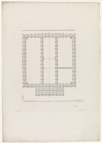 Plattegrond van het fundament van de rechtbank te Westzaan by Theodoor Koning