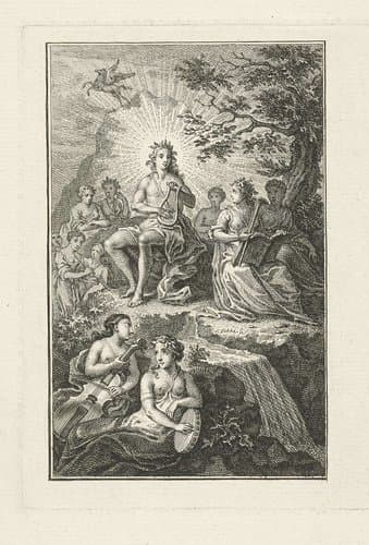 Apollo omringd door de Muzen by Simon Fokke