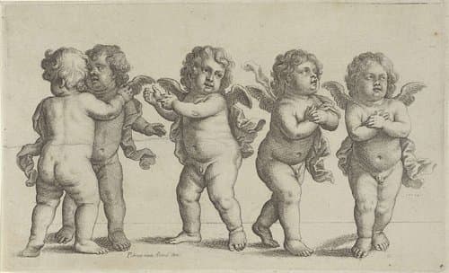 Vijf cherubijnen by Wenceslaus Hollar