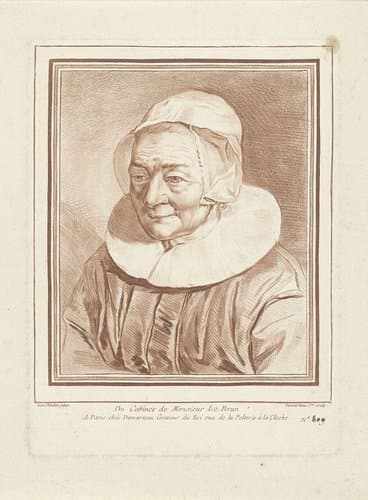 Buste van oude vrouw met muts en kraag by Gilles Demarteau