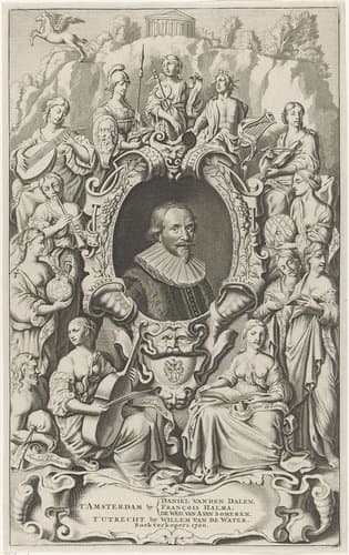 Portret van Jacob Cats omgeven door goden en muzen by Michiel Mosijn