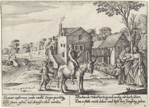 Aesopische fabel van de boer en zijn ezel by Wenceslaus Hollar