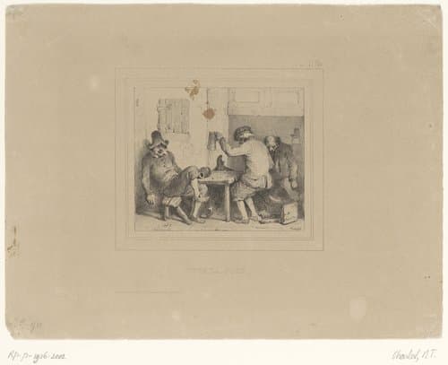Drie dronken boeren in een kroeg by Nicolas Toussaint Charlet