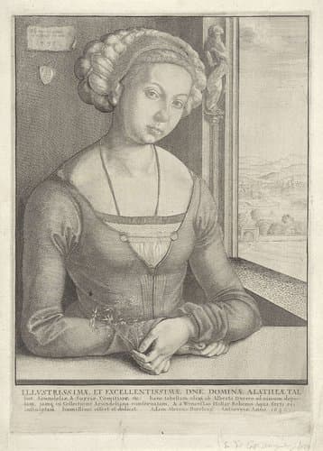 Portret van een vrouw met ingevlochten opgestoken haar by Wenceslaus Hollar