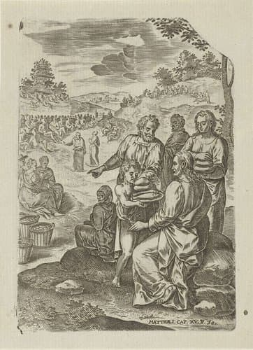Het wonder van de zeven broden en de twee vissen by Abraham de Bruyn