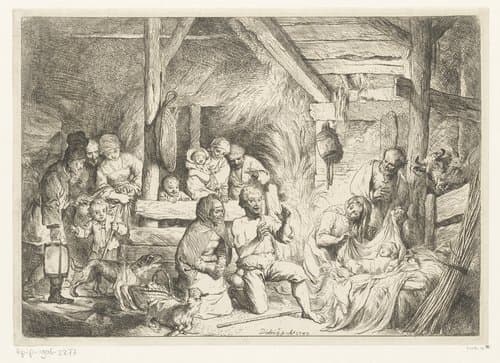 Aanbidding door de herders by Christian Wilhelm Ernst Dietrich