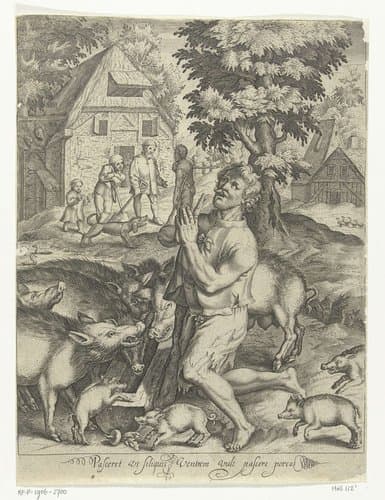 De verloren zoon als varkenshoeder by Nicolaes de Bruyn