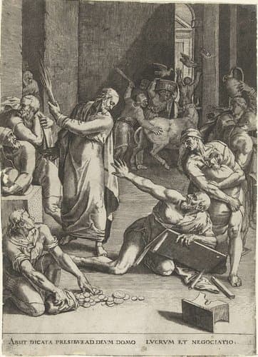 Christus verdrijft de geldwisselaars uit de tempel by anonymous