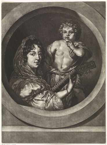 Luitspeelster en kind by Pieter van den Berge
