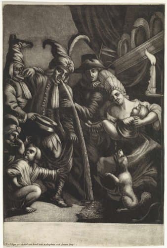 Dwaas gezelschap in een vertrek by Pieter van den Berge