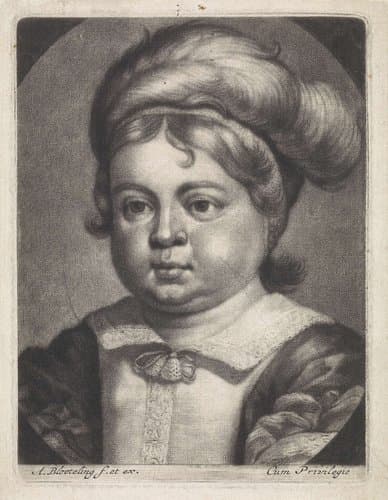 Buste van een kind met een baret met veren by Abraham Bloteling