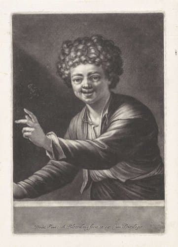 Lachende jongen met krullend haar by Abraham Bloteling