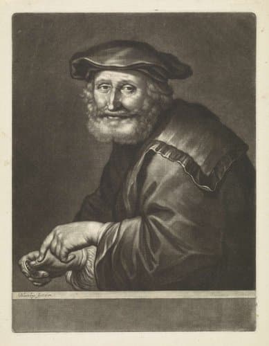 Lachende man met een munt in de hand by Abraham Bloteling