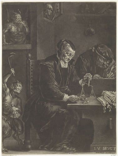 Goudweegster (variant met twee duivels) by Jan van der Bruggen