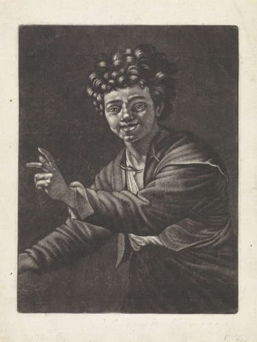 Lachende jongen met krullend haar by Jan van der Bruggen