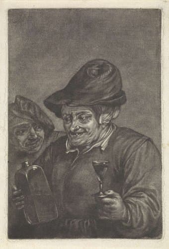 Oude man met een fles en een glas (variant B) by Jan van der Bruggen