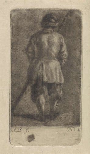 Man met stok by Abraham Delfos