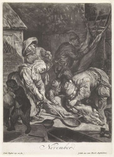 De twaalf maanden van het jaar, "Les XII Mois de l'Année" by Cornelis Dusart