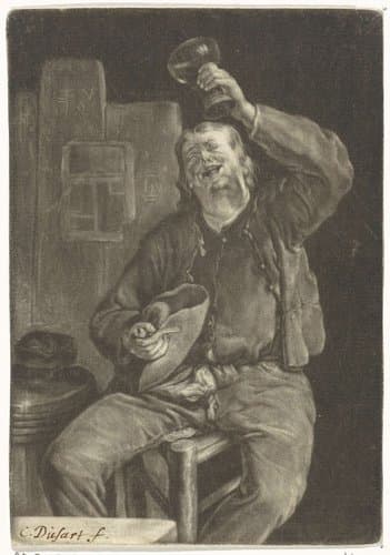 Lachende drinker by Cornelis Dusart
