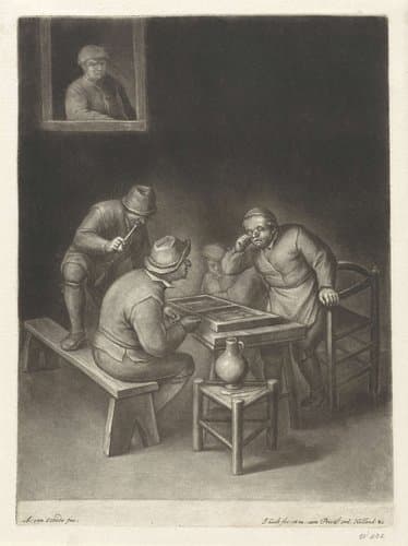 Herberg met triktrakspelers by Jacob Gole
