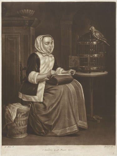 Vrouw en een papegaai by John Greenwood