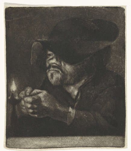 Man met een olielamp by Johannes de Groot (II)