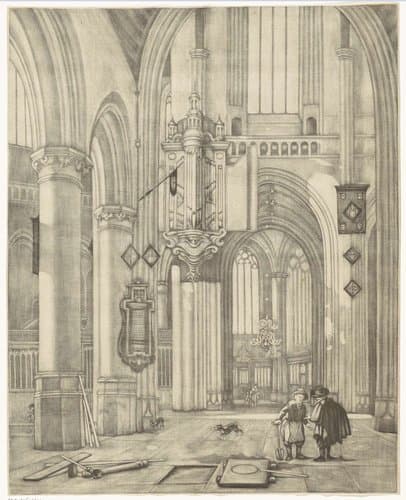 Interieur van een protestantse gotische kerk by Johannes de Groot (II)