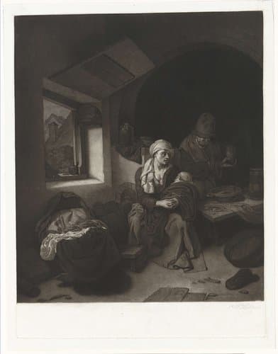 Boerenfamilie in interieur by Charles Howard Hodges