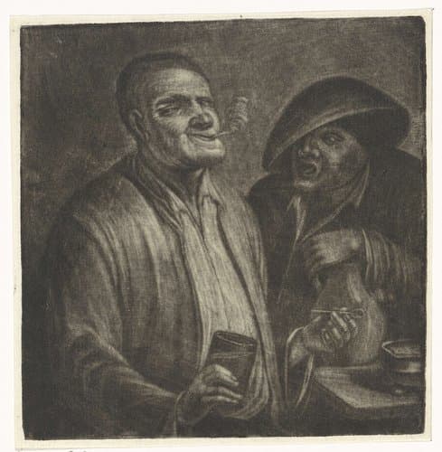 Twee rokende en drinkende mannen by Jacob Hoolaart