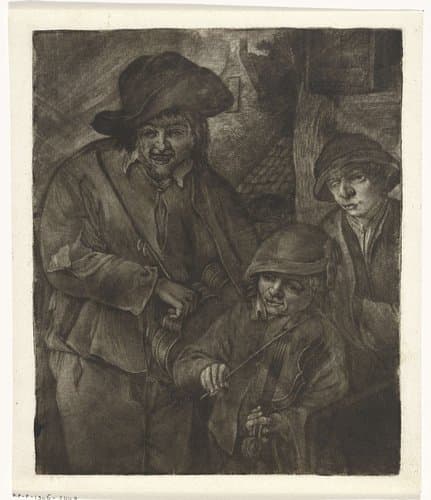 Een lierspeler en een vioolspeler by Jacob Hoolaart