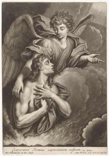 Ziel in het vagevuur bidt om genade by Pieter Schenk (I)