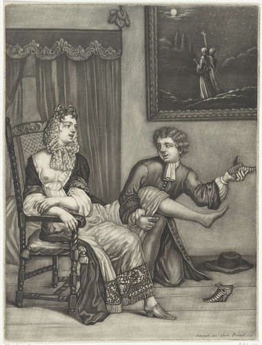 Knielende jongeman bij een vrouw by anonymous