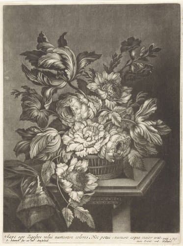 Mand met bloemen by Pieter Schenk (I)