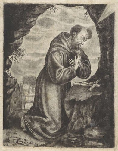 Biddende kluizenaar by Ludwig von Siegen