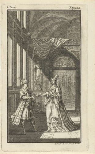 Keizerin en dienaar in een vertrek by Adolf van der Laan