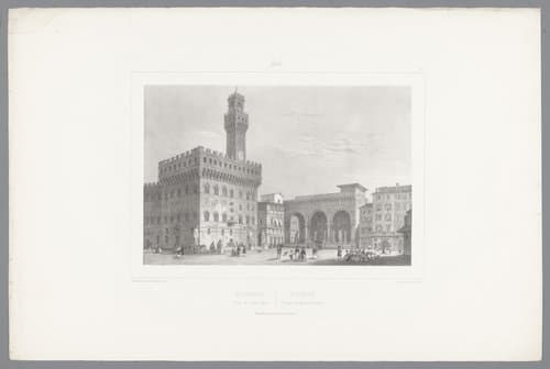 Florence. Place du vieux Palais / Firenze. Piazza del palazzo Vecchio by Isodore-Laurent Deroy