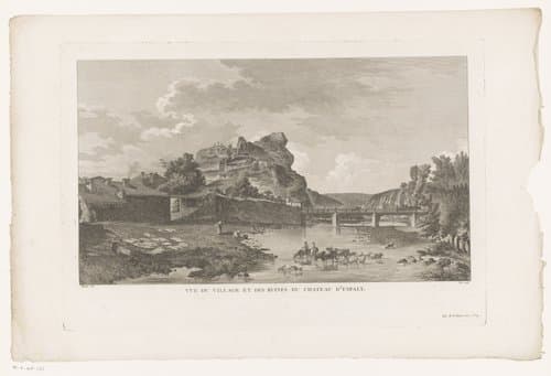 Vue du village et des ruines du chateau d'Espaly by François Denis Née