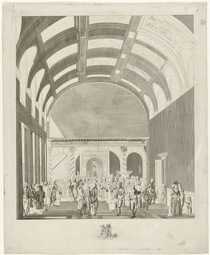 Gezicht op het interieur van de Schepenzaal van het Stadhuis op de Dam