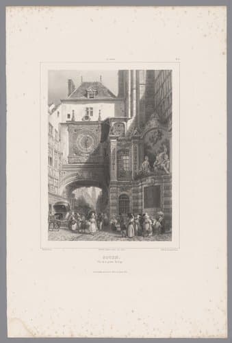 Zicht op het Gros-Horloge in Rouen by Isodore-Laurent Deroy