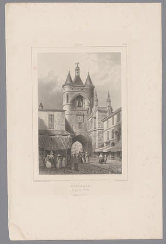 Zicht op de Grosse cloche te Bordeaux by Isodore-Laurent Deroy