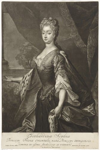 Portret van Ebardina Sophia van Oost-Friesland by Pieter Schenk (I)