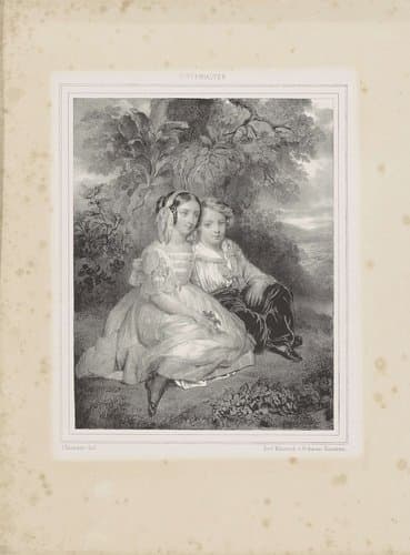 Portret van jongen en meisje bij een boom by Wilhelmus Cornelis Chimaer van Oudendorp