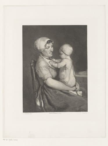 Vrouw met kind op schoot by Jan Mesker