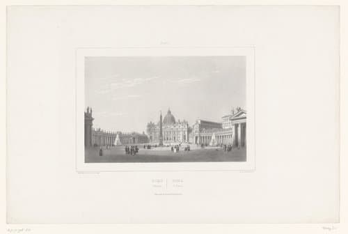 Zicht op de Sint-Pietersbasiliek in Rome by Isodore-Laurent Deroy