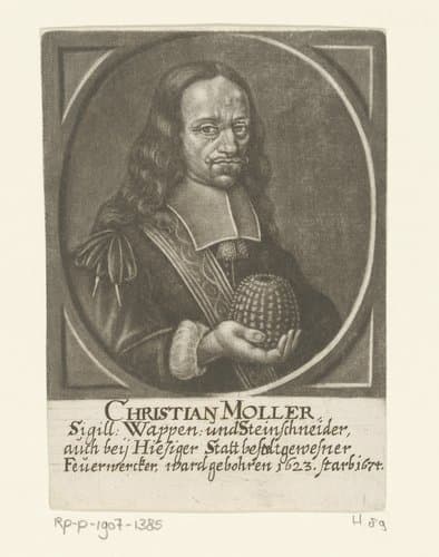 Portret van Christian Moller met vuurwerk in de hand