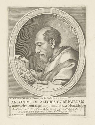Portret van de schilder Correggio by Giovanni Francesco Bugatti