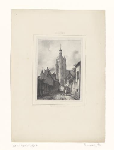 Stadsgezicht met kerk by Théodore Fourmois