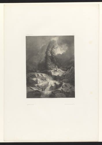 Berglandschap met naaldbomen by Alexandre Calame