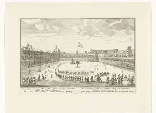Stierengevecht op het voorplein van het Koninklijk Paleis te Lissabon by Pieter van den Berge